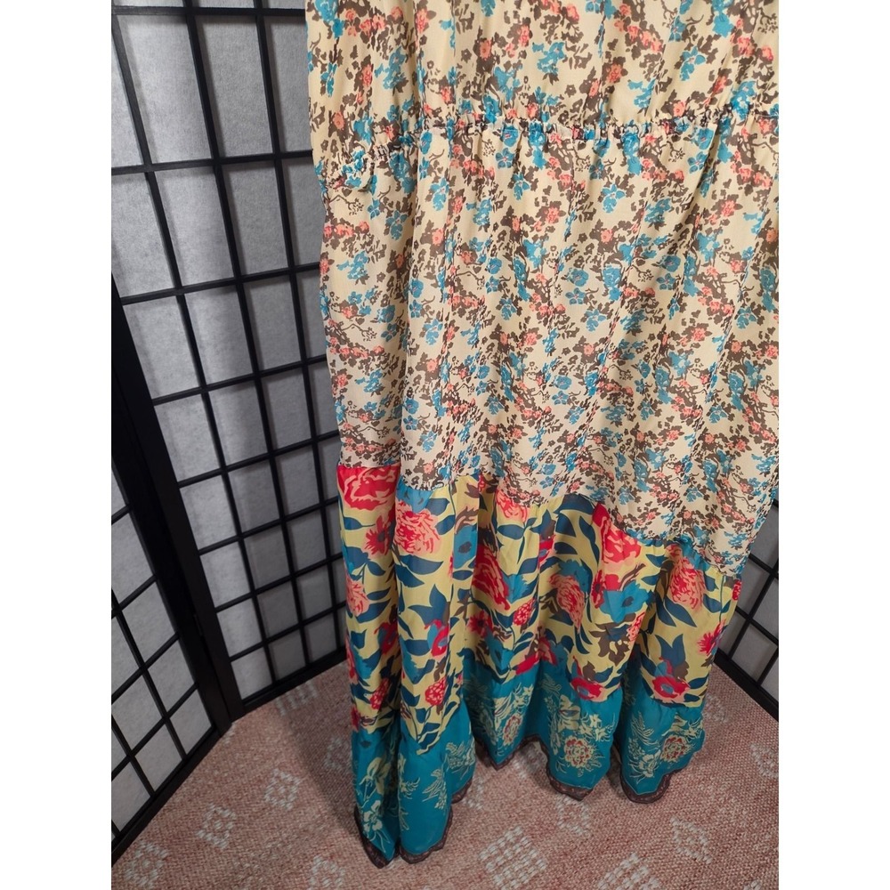 Denim 24/7 Floral Patchwork Boho Tiered Maxi Dress 32W Women - Picture 3 of 5